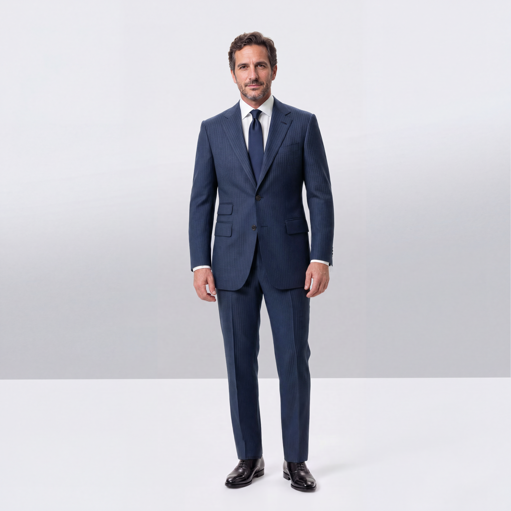 French Navy Hopsack Stripe