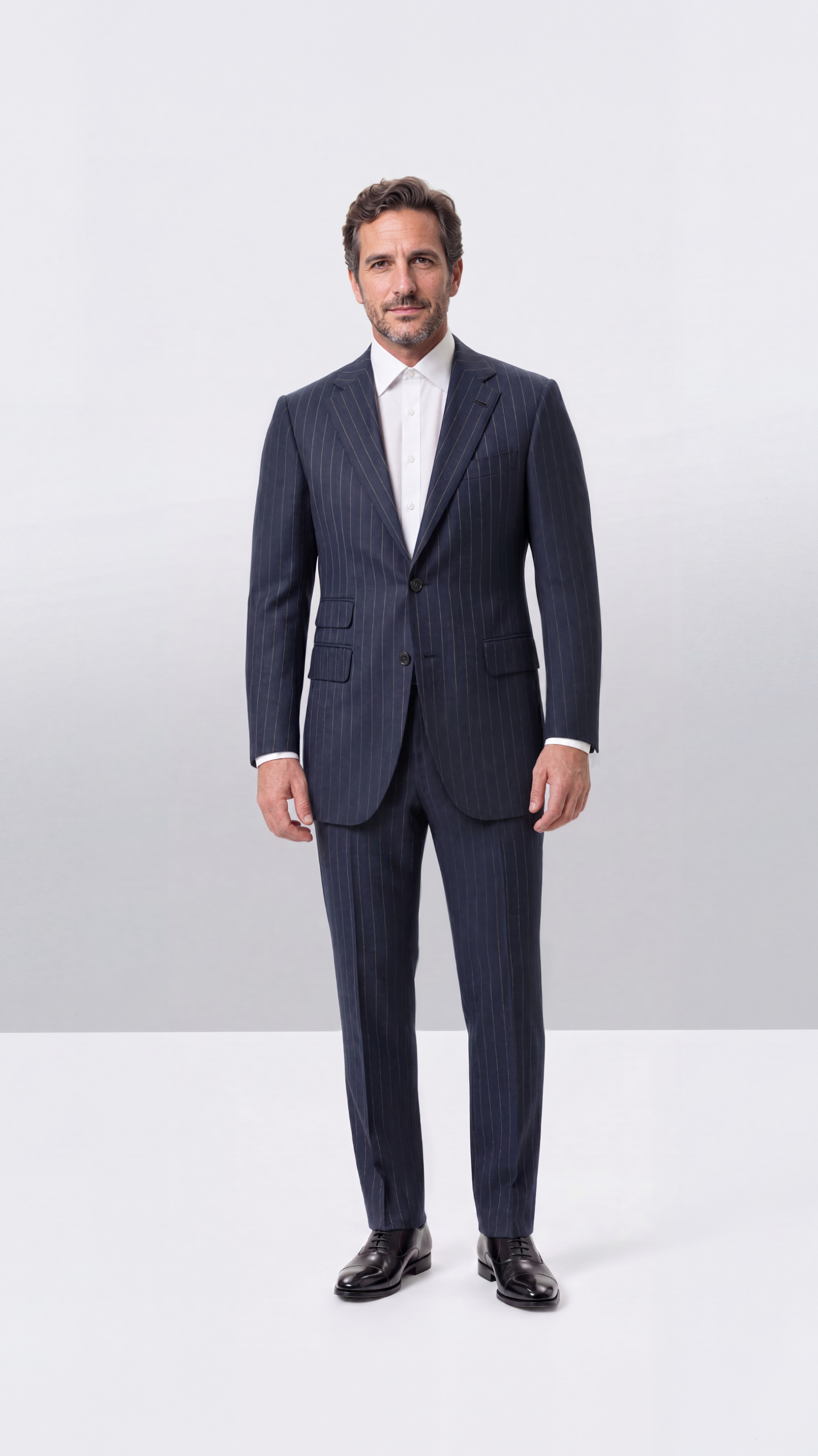 Navy Green Herringbone Stripe