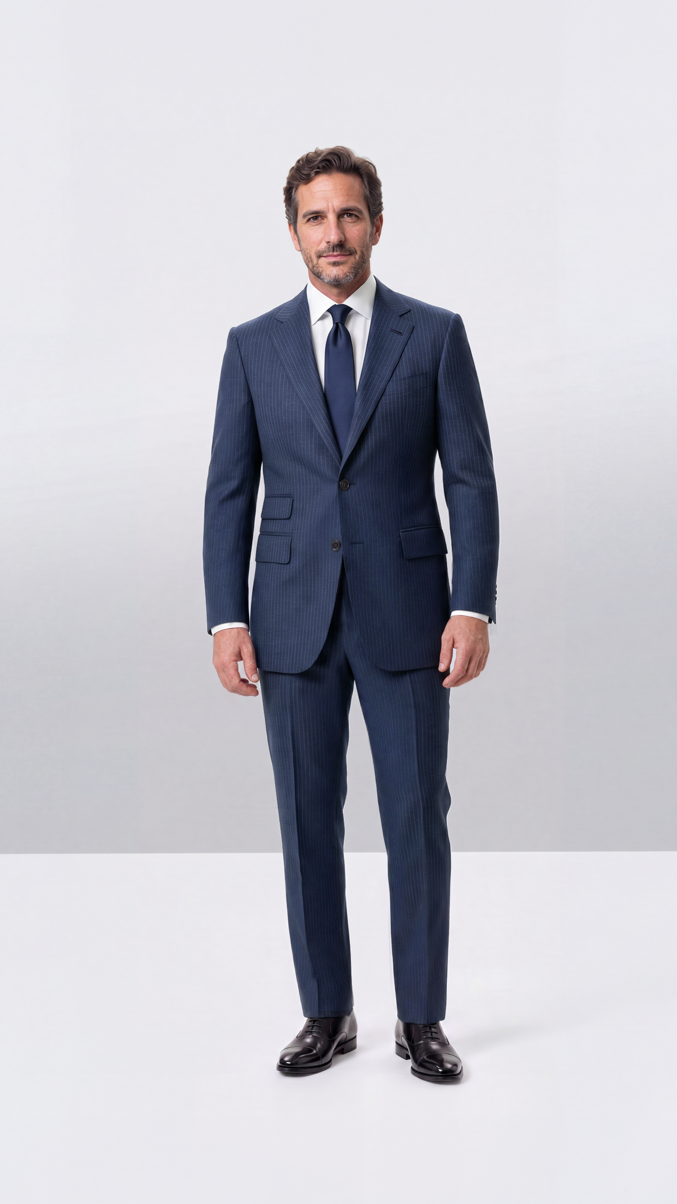 French Navy Hopsack Stripe