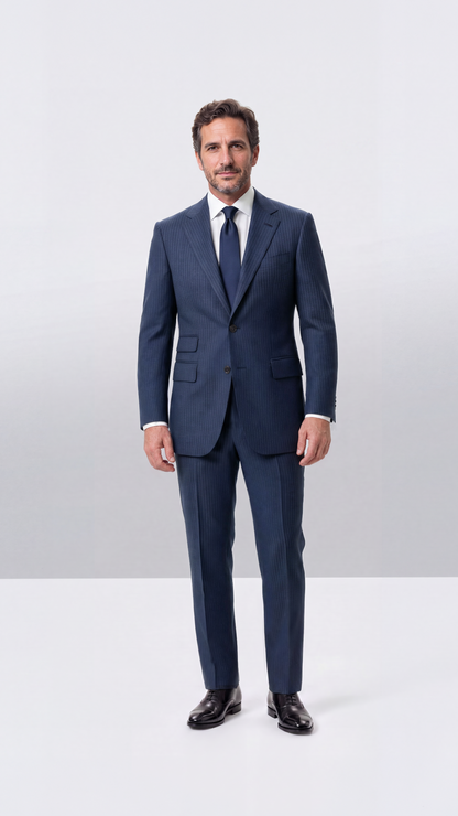 French Navy Hopsack Stripe