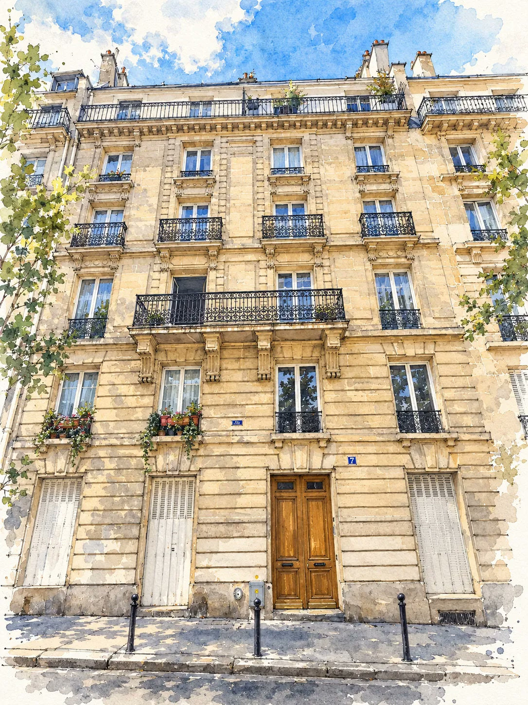 Aquarelle de l'immeuble de l'Appartement DU HAMEL